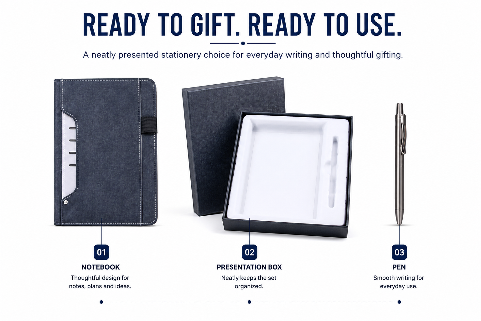 Executive Organizer Notebook with Pen – Premium Navy Journal Gift Set for Business, Meetings, Planning & Writing