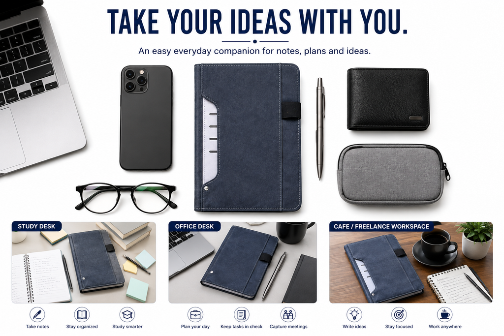 Executive Organizer Notebook with Pen – Premium Navy Journal Gift Set for Business, Meetings, Planning & Writing