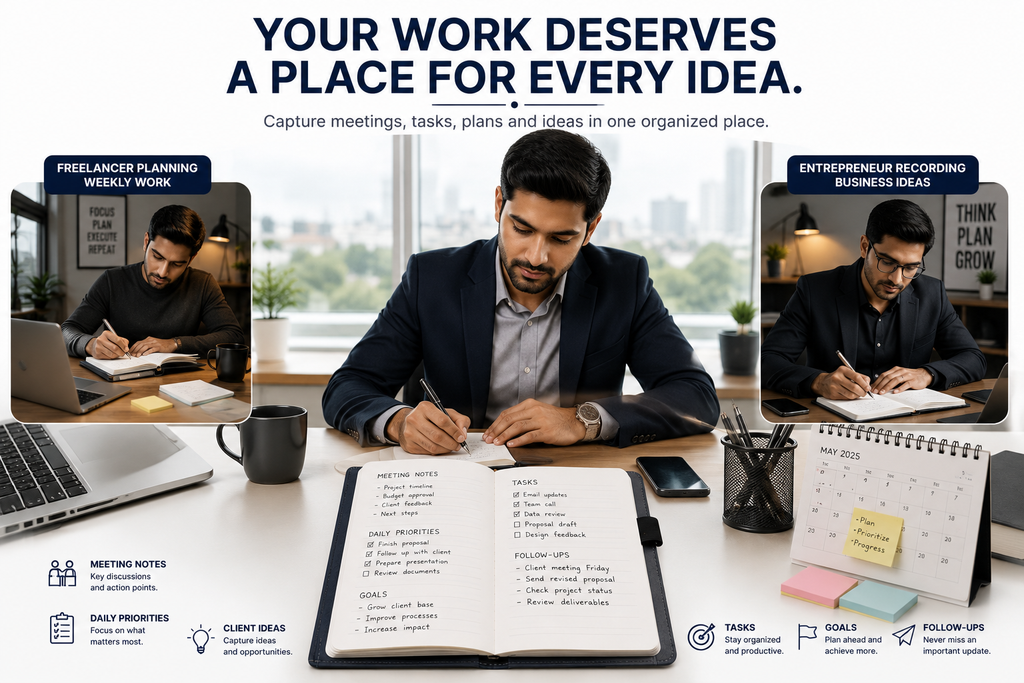 Executive Organizer Notebook with Pen – Premium Navy Journal Gift Set for Business, Meetings, Planning & Writing