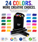 Touch 24-Color Double-Ended Marker Set – Fine & Chisel Tips with Black Pouch for Artists, Students, Sketching & Coloring