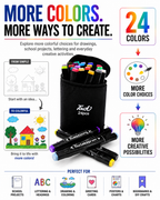 Touch 24-Color Double-Ended Marker Set – Fine & Chisel Tips with Black Pouch for Artists, Students, Sketching & Coloring