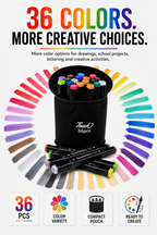 Touch Double-Sided Markers 36Pcs – Fine & Broad Tips for Smooth Coloring, Sketching, Illustration & School Art Projects with Black  Case