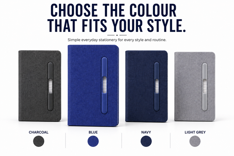 Premium Hardcover A5 Notebook – Built-In Pen Holder for Notes, School, Office & Daily Planning