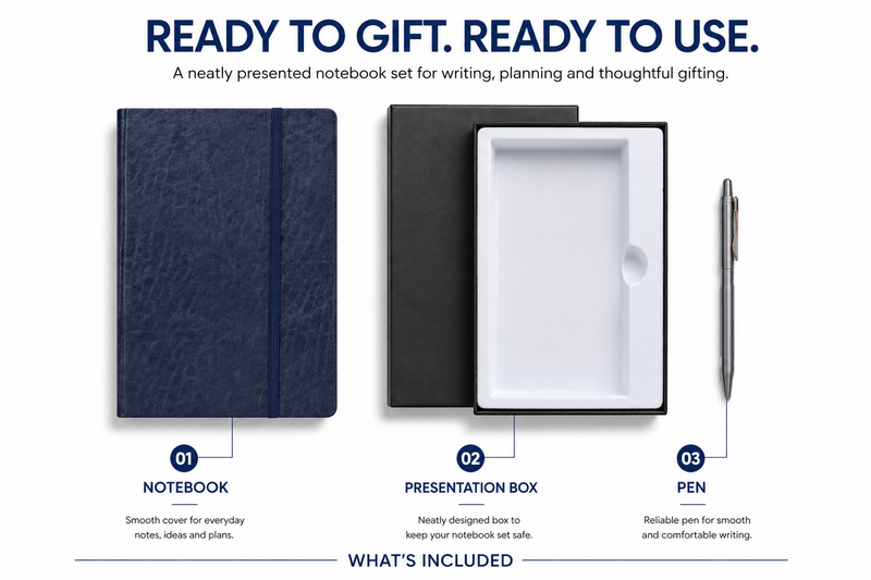 Executive Notebook Gift Set – Premium Hardcover Journal with Pen for Work, Meetings, Planning & Personal Notes