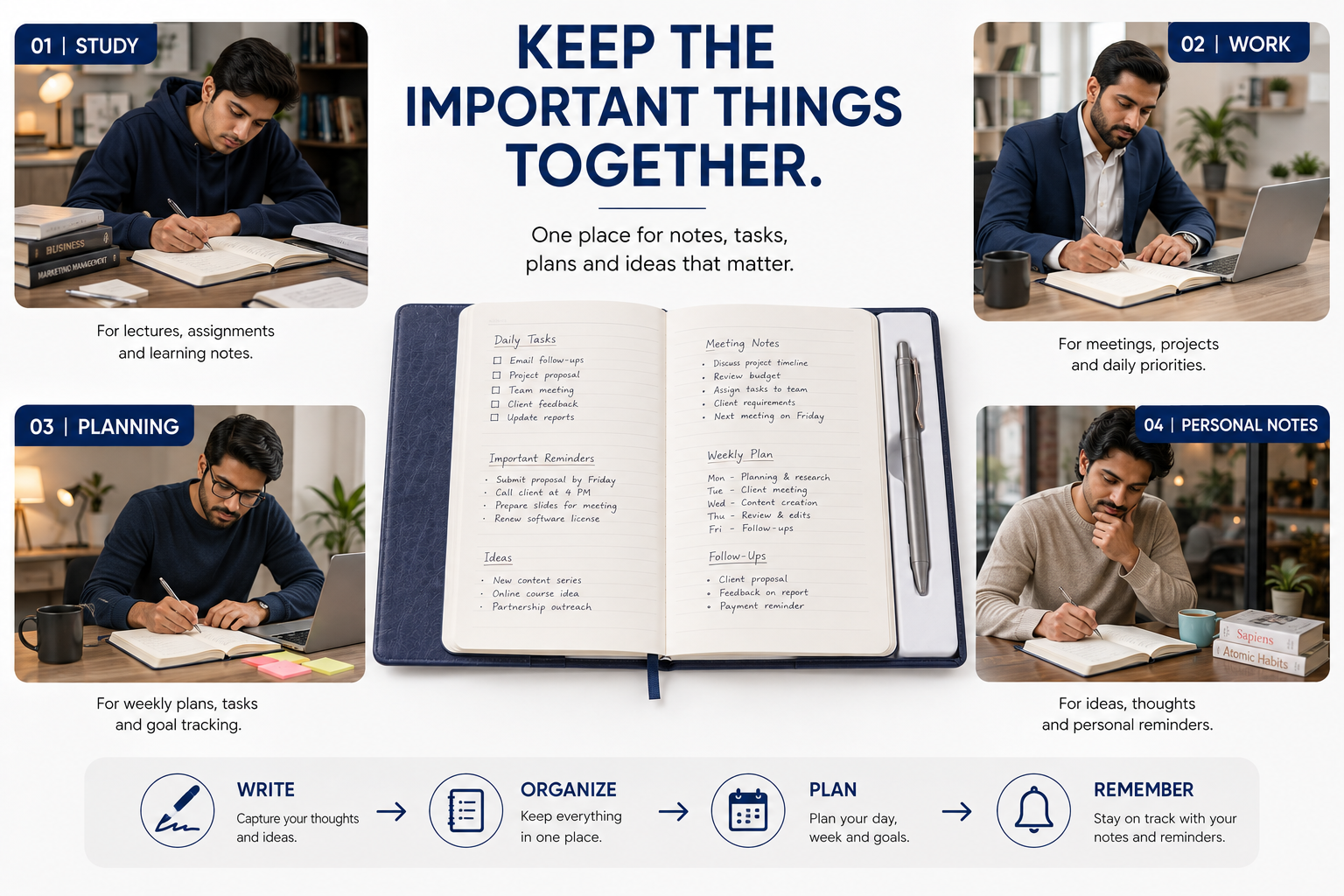 Executive Notebook Gift Set – Premium Hardcover Journal with Pen for Work, Meetings, Planning & Personal Notes