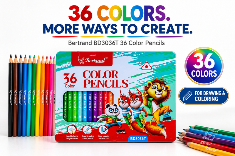 Bertand 36-Piece Colour Pencil Set – Vibrant & Smooth Colouring Pencils for Kids, Students & Artists, Rich Pigments for Drawing