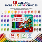 Bertand 36-Piece Colour Pencil Set – Vibrant & Smooth Colouring Pencils for Kids, Students & Artists, Rich Pigments for Drawing