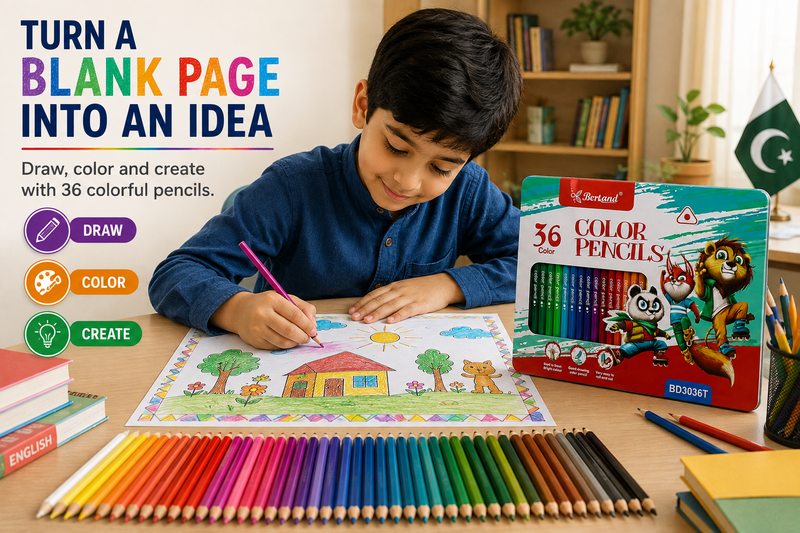Bertand 36-Piece Colour Pencil Set – Vibrant & Smooth Colouring Pencils for Kids, Students & Artists, Rich Pigments for Drawing