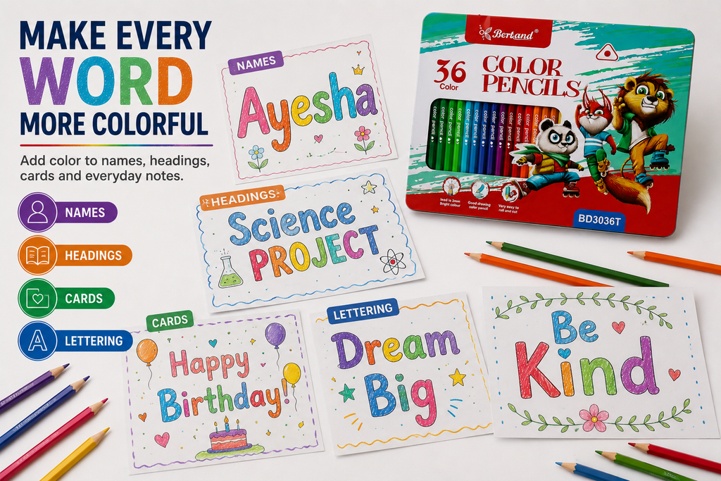 Bertand 36-Piece Colour Pencil Set – Vibrant & Smooth Colouring Pencils for Kids, Students & Artists, Rich Pigments for Drawing