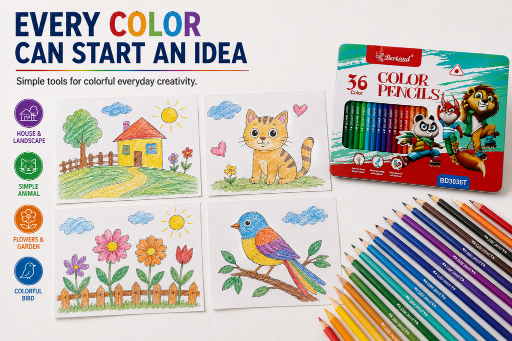 Bertand 36-Piece Colour Pencil Set – Vibrant & Smooth Colouring Pencils for Kids, Students & Artists, Rich Pigments for Drawing