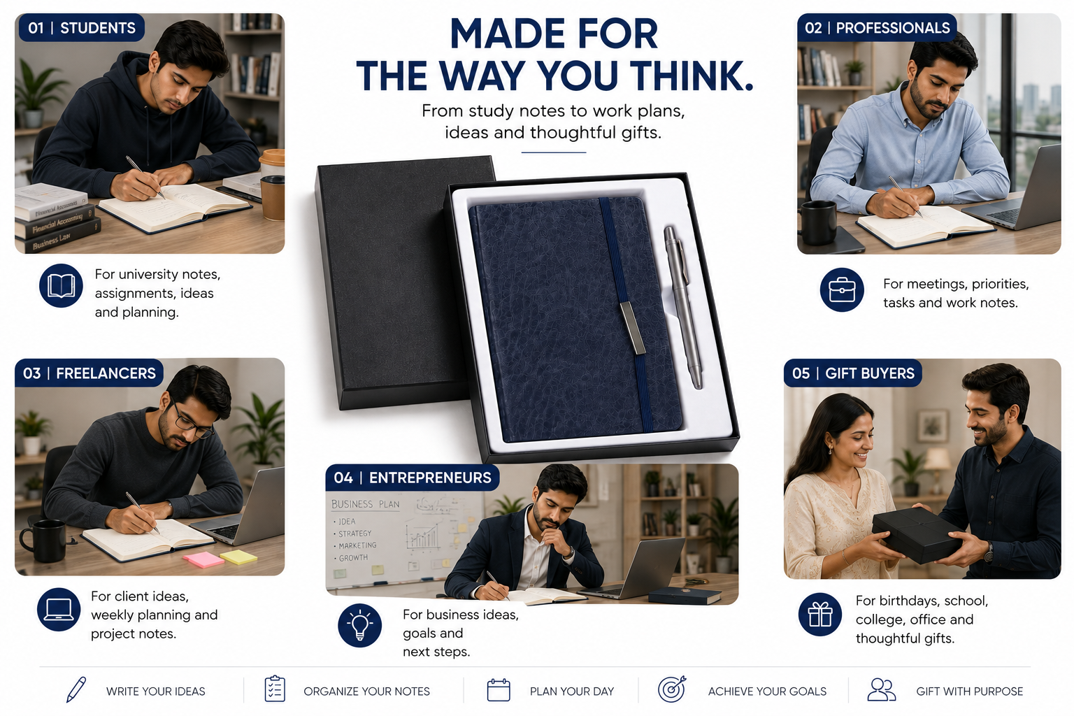 Executive Notebook Gift Set – Premium Hardcover Journal with Pen for Work, Meetings, Planning & Personal Notes