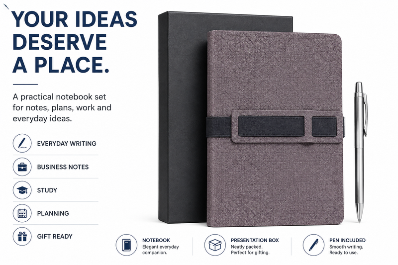 Your Ideas, Wherever You Go – Versatile Notebook for Study, Office, Freelance Work & Daily Planning