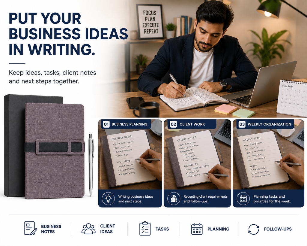 Your Ideas, Wherever You Go – Versatile Notebook for Study, Office, Freelance Work & Daily Planning