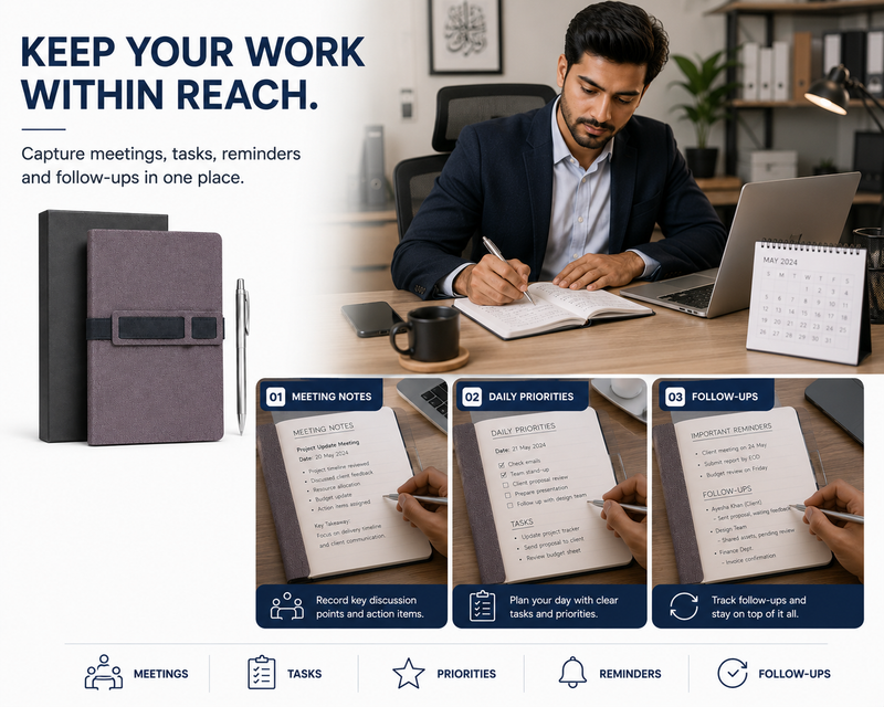 Your Ideas, Wherever You Go – Versatile Notebook for Study, Office, Freelance Work & Daily Planning
