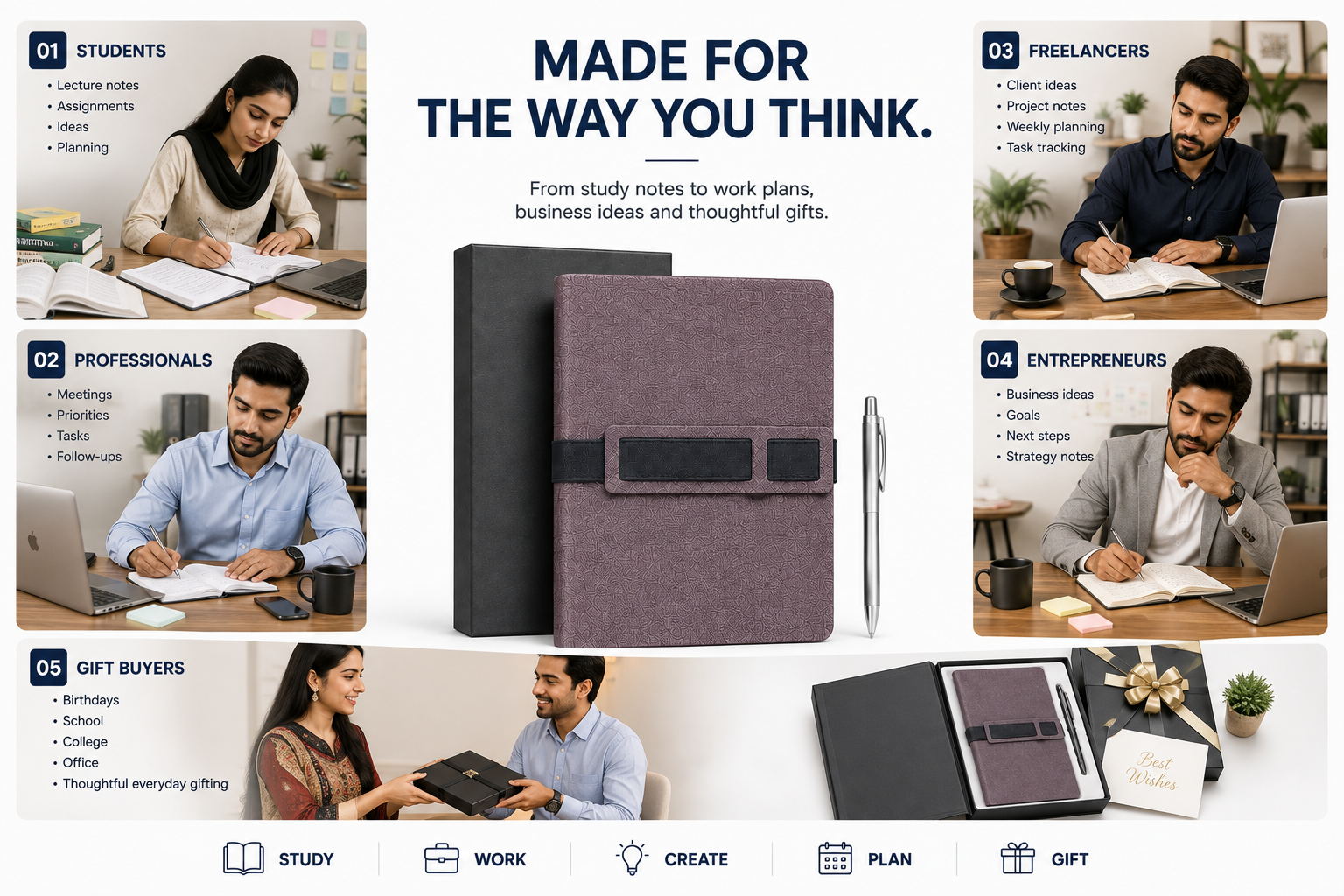 Your Ideas, Wherever You Go – Versatile Notebook for Study, Office, Freelance Work & Daily Planning