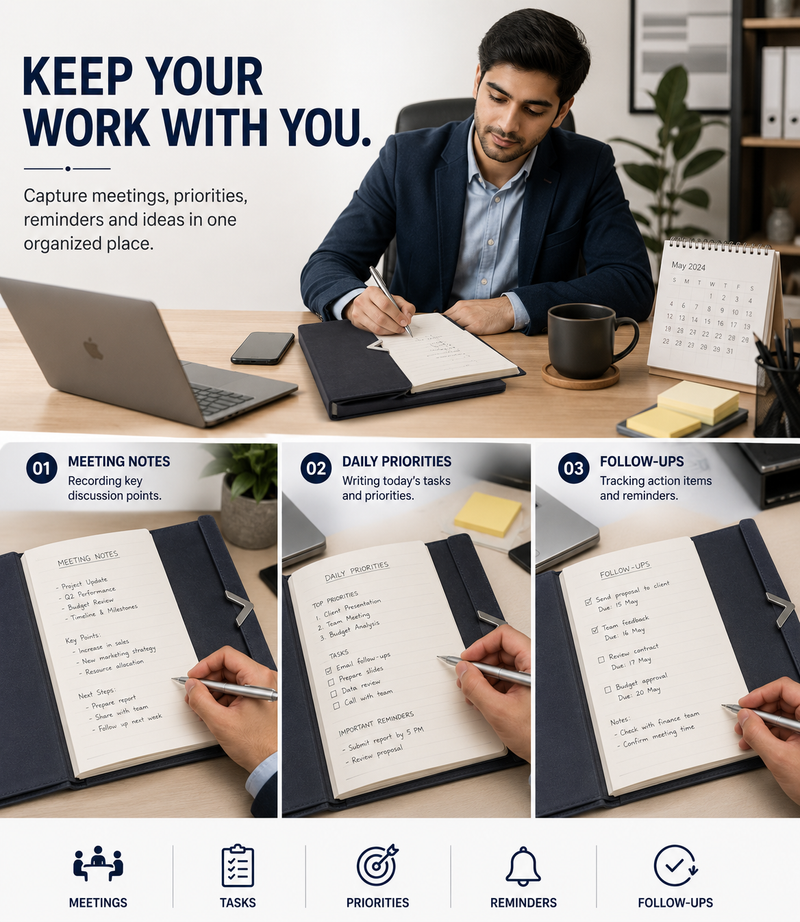 Executive A5 Notebook Journal – Refined Hardcover Design for Business Notes, Work, Planning & Professional Writing