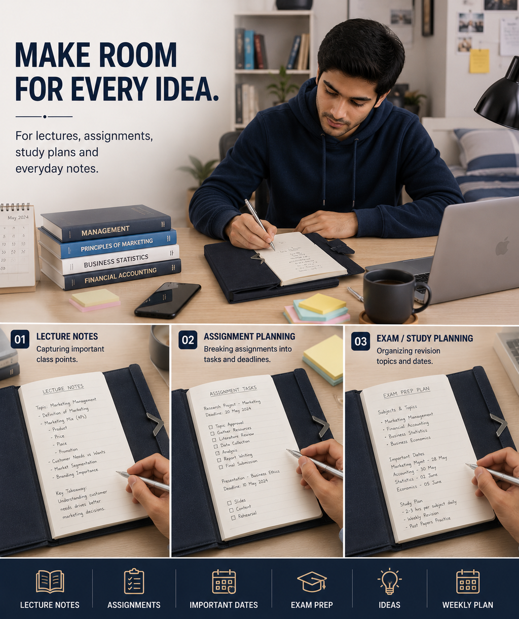 Executive A5 Notebook Journal – Refined Hardcover Design for Business Notes, Work, Planning & Professional Writing