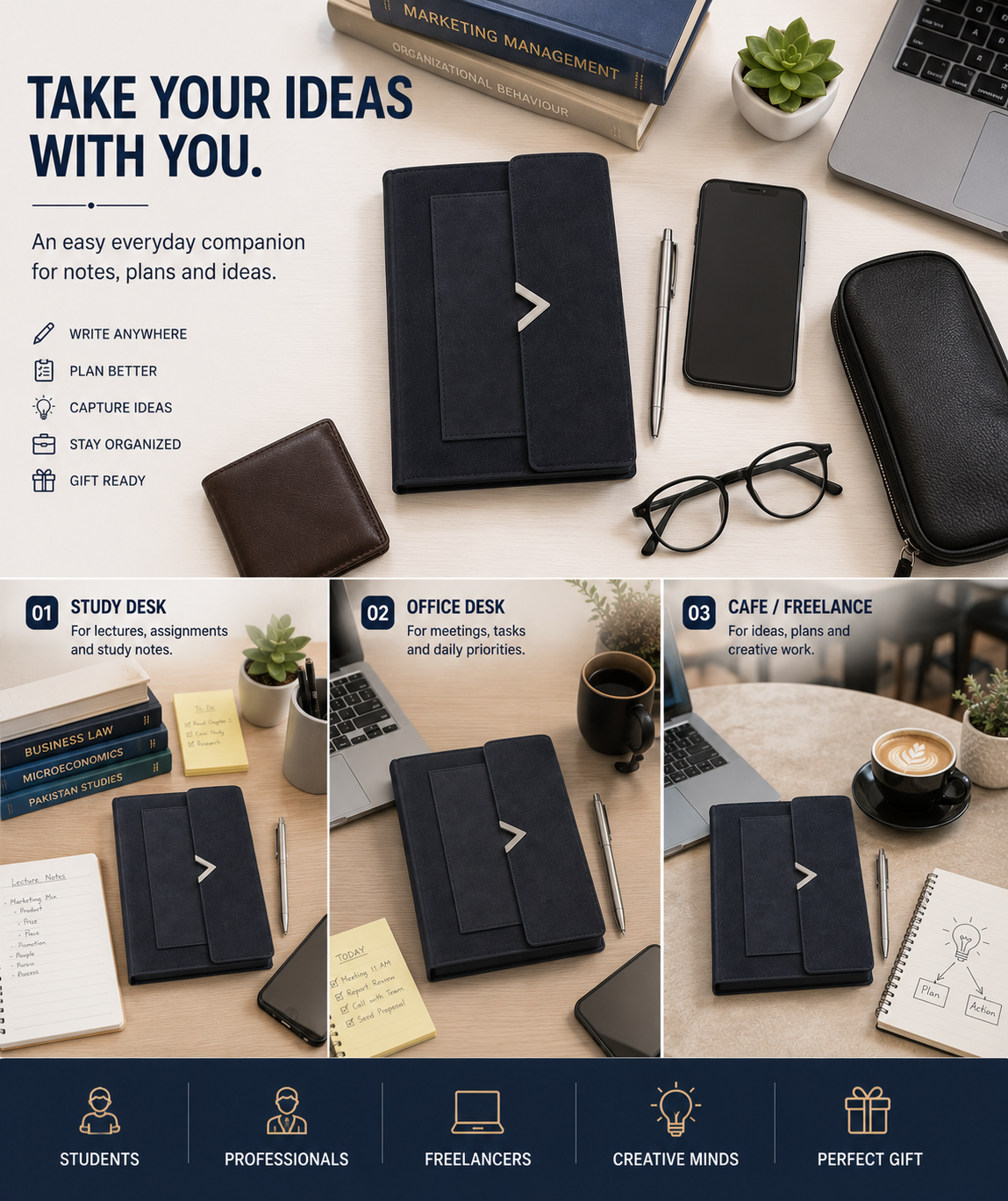 Executive A5 Notebook Journal – Refined Hardcover Design for Business Notes, Work, Planning & Professional Writing