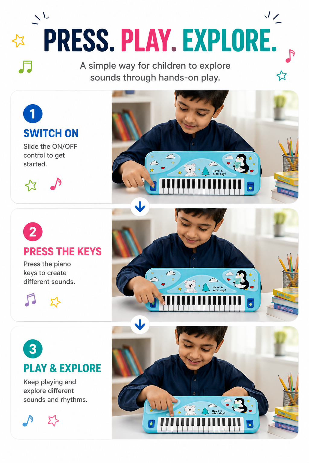 Piano Design Ten Box for Kids – Fun Musical-Themed Pencil Case & Stationery Organizer for School, Study & Everyday Use