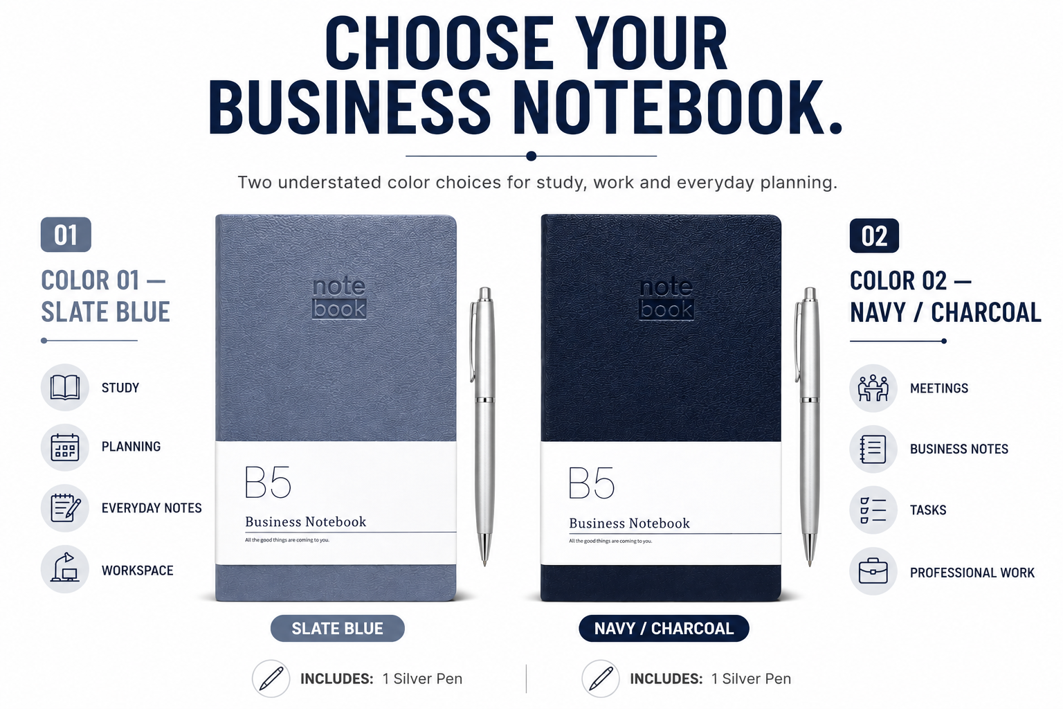 Executive B5 Business Notebook – Premium Journal for Office Meetings, Planning, Tasks & Professional Notes
