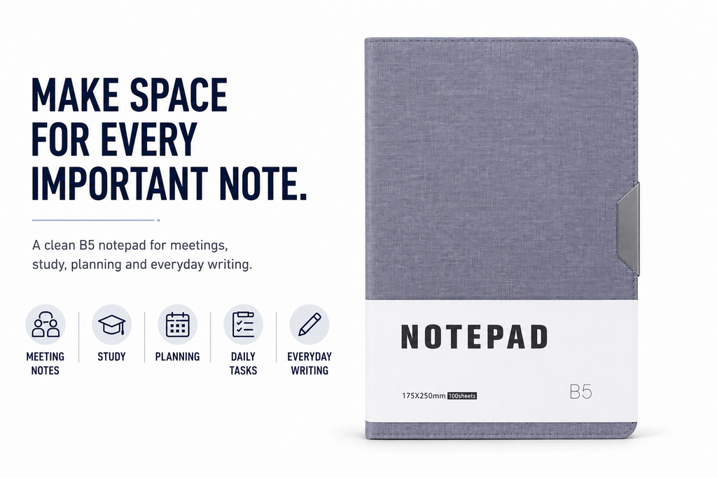 Minimalist B5 Notepad – 100 Sheets Premium Notebook for Planning, Study, Meetings & Everyday Ideas
