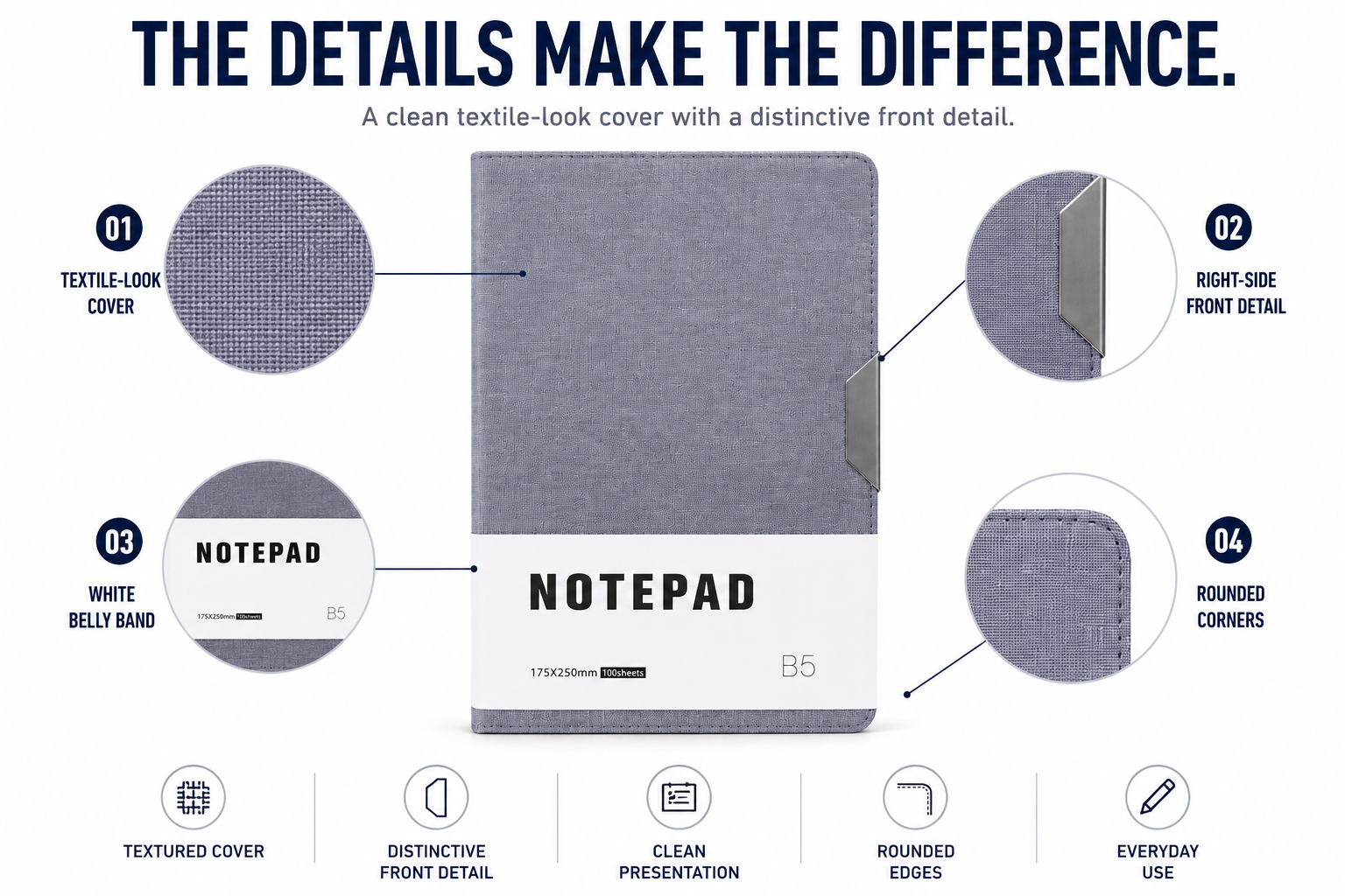 Minimalist B5 Notepad – 100 Sheets Premium Notebook for Planning, Study, Meetings & Everyday Ideas
