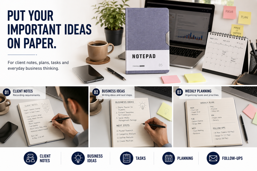 Minimalist B5 Notepad – 100 Sheets Premium Notebook for Planning, Study, Meetings & Everyday Ideas