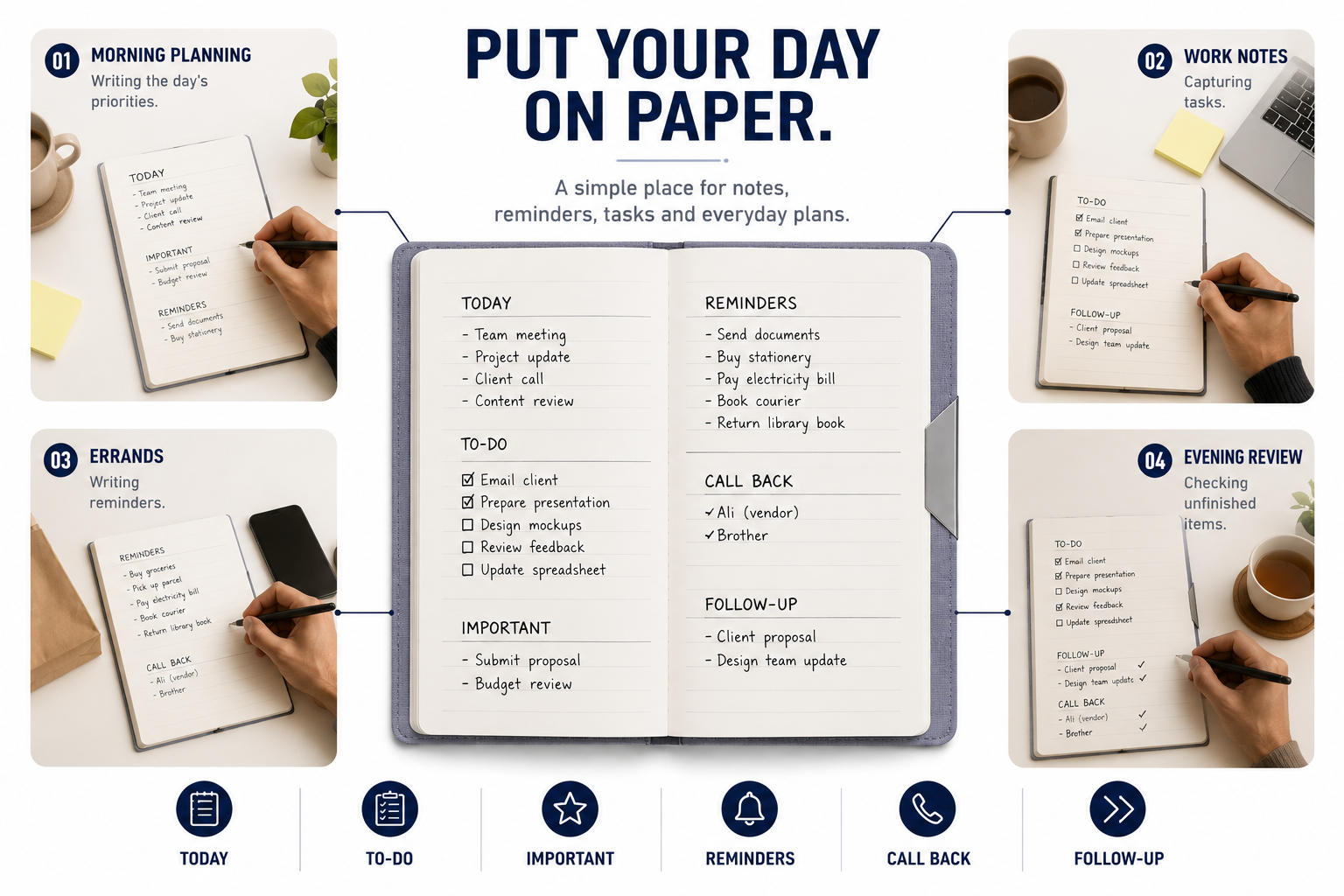 Minimalist B5 Notepad – 100 Sheets Premium Notebook for Planning, Study, Meetings & Everyday Ideas