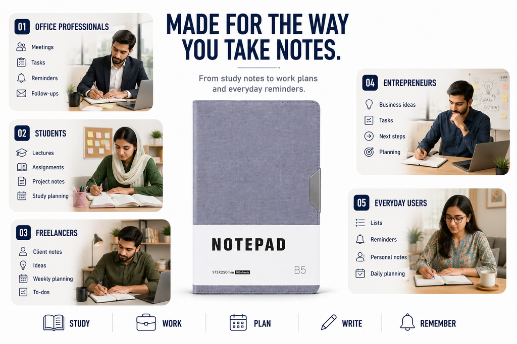 Minimalist B5 Notepad – 100 Sheets Premium Notebook for Planning, Study, Meetings & Everyday Ideas