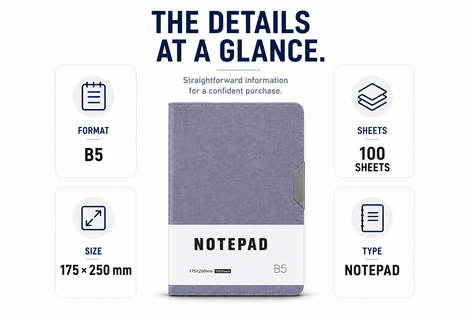 Minimalist B5 Notepad – 100 Sheets Premium Notebook for Planning, Study, Meetings & Everyday Ideas