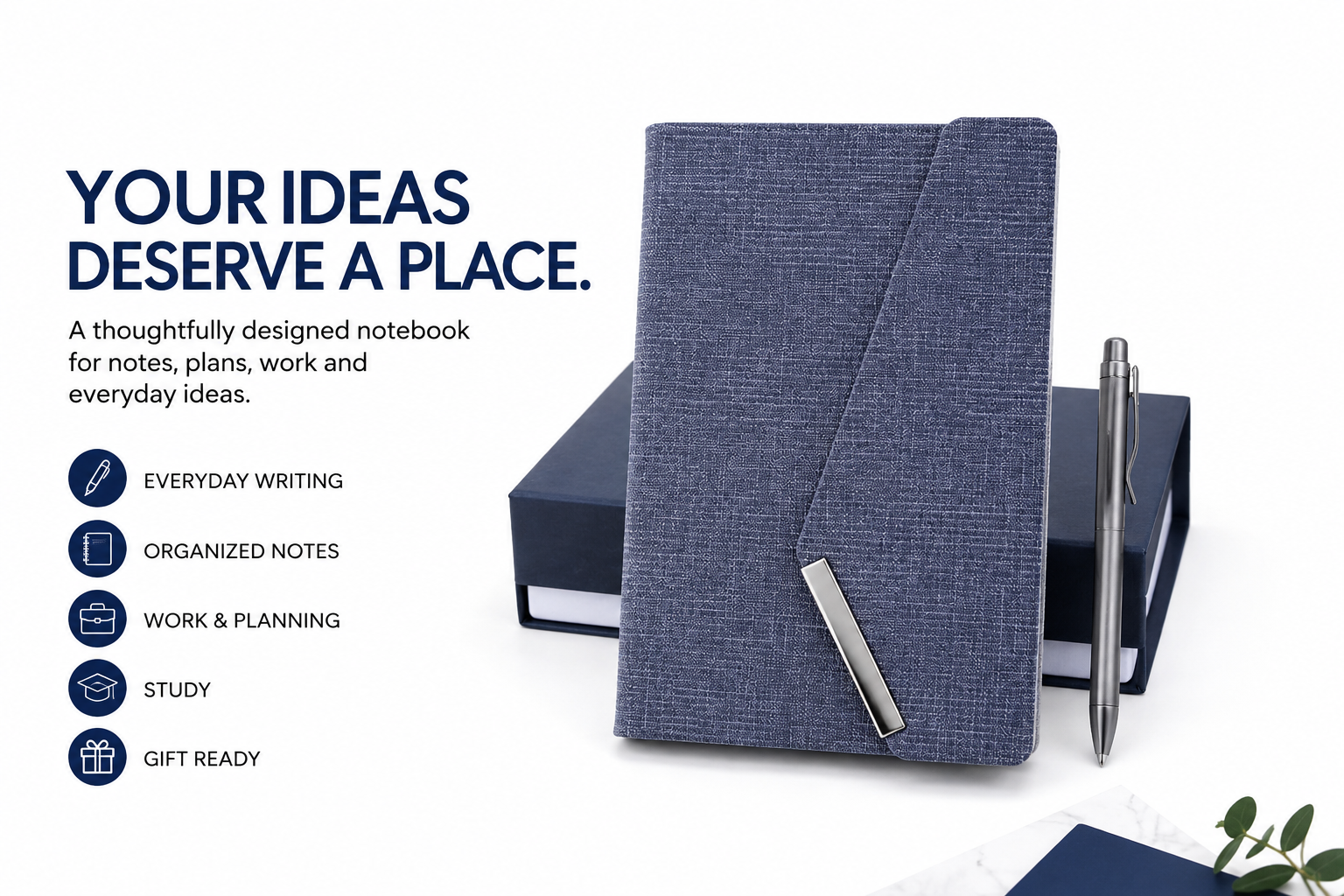 Premium Executive Notebook Gift Set with Pen – Textured Navy Journal for Business, Work, Study & Planning
