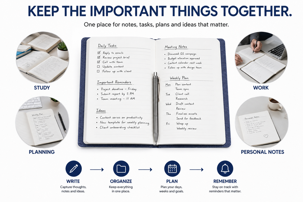 Premium Executive Notebook Gift Set with Pen – Textured Navy Journal for Business, Work, Study & Planning