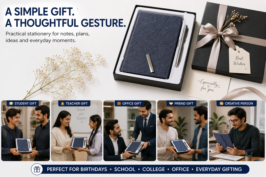 Premium Executive Notebook Gift Set with Pen – Textured Navy Journal for Business, Work, Study & Planning