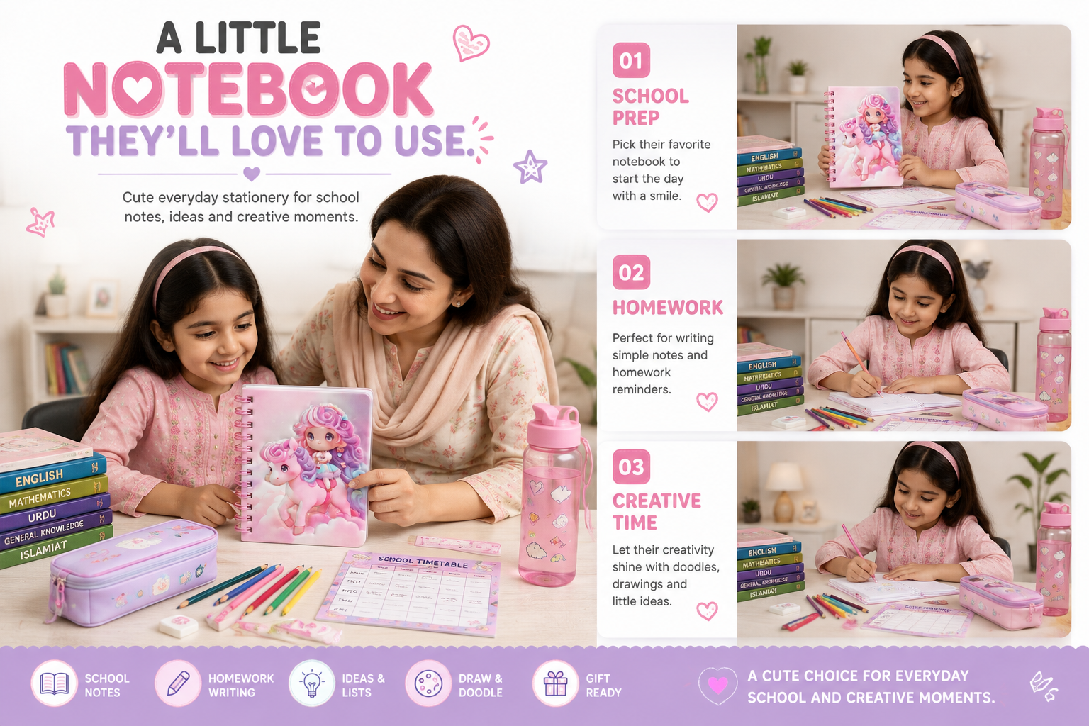 Adorable Unicorn Spiral Notebook – Fun Kids Journal for School, Drawing, Doodling, Notes & Creative Ideas