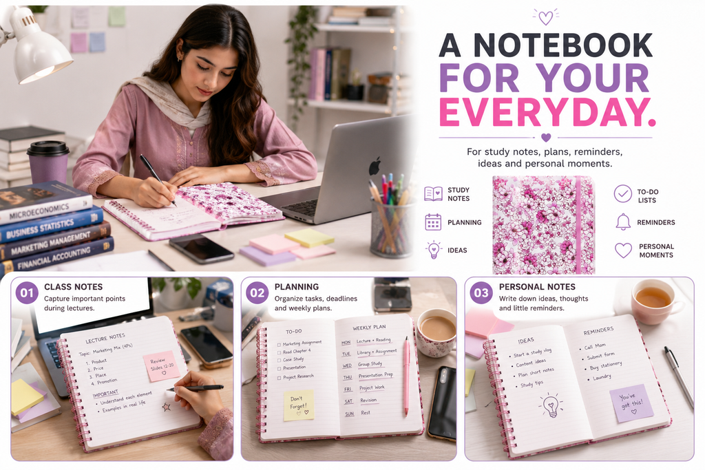 Elegant Floral Notebook for Journaling – Beautiful Pink Flower Journal for Notes, Ideas, Planning & Daily Writing
