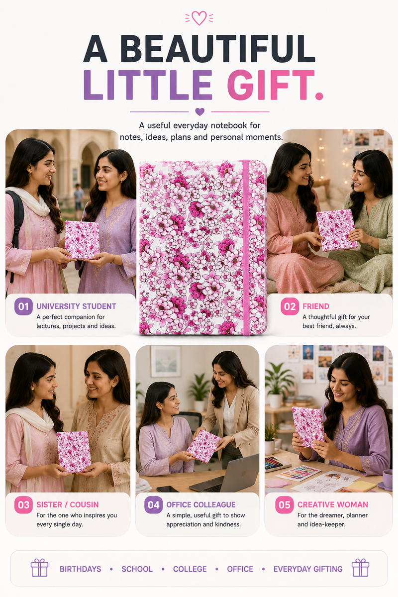 Elegant Floral Notebook for Journaling – Beautiful Pink Flower Journal for Notes, Ideas, Planning & Daily Writing