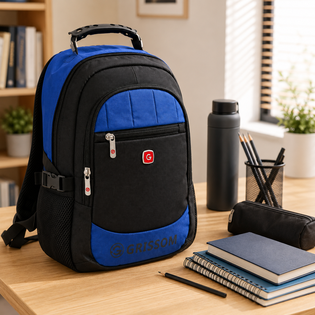 Grissom School & College Backpack – Spacious Organizer Bag for Books, Notebooks, Stationery & Daily Carry