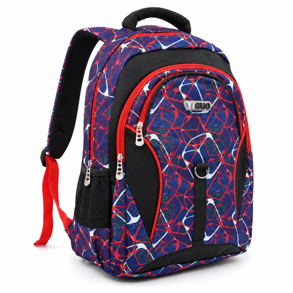 Colorful YIGUO School Backpack – Spacious Multi-Pocket Student Bag for School Books, Stationery & Essentials
