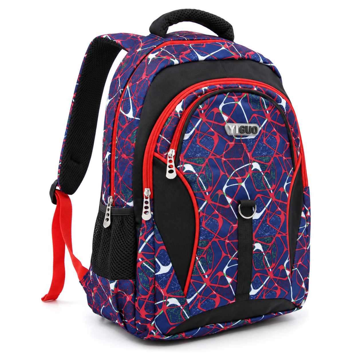 Colorful YIGUO School Backpack – Spacious Multi-Pocket Student Bag for School Books, Stationery & Essentials