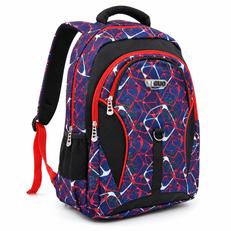 Colorful YIGUO School Backpack – Spacious Multi-Pocket Student Bag for School Books, Stationery & Essentials