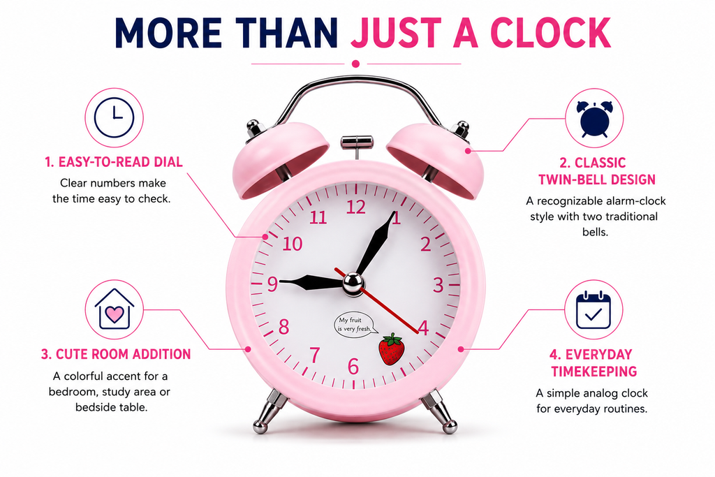 Alarm Clock – Classic Bedside Wake-Up Clock with Clear Time Display, Compact Design for Kids, Students, Adults & Everyday Use