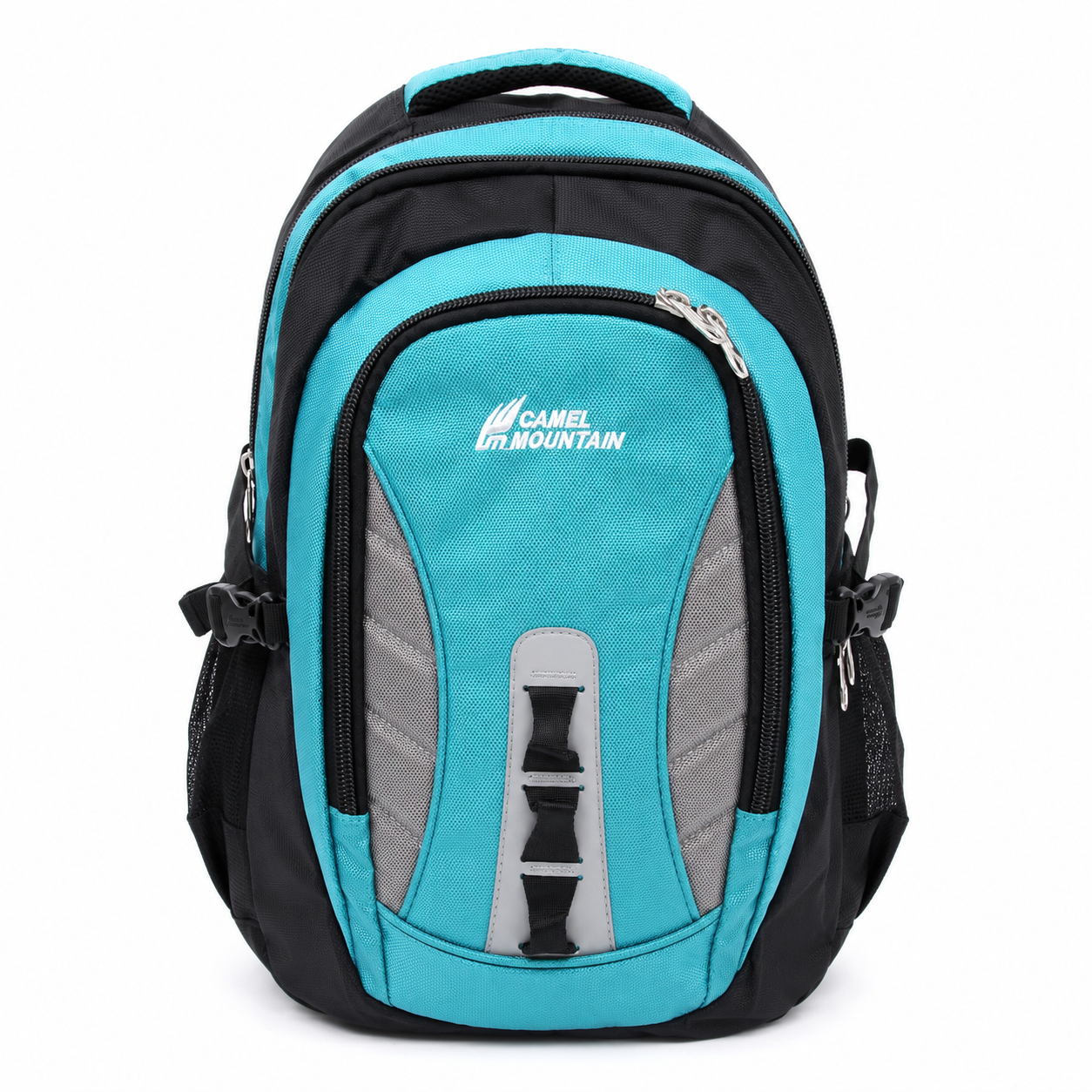 Turquoise & Black Camel Mountain Backpack – Multi-Compartment Student Bag for School, College, Books & Daily Essentials
