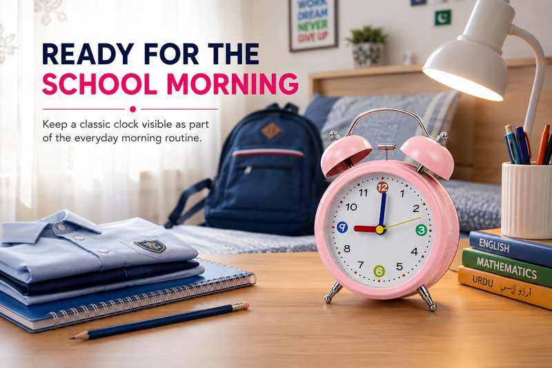 Table Alarm Clock – Compact Bedside Wake-Up Clock with Clear Display for Daily Morning Routines