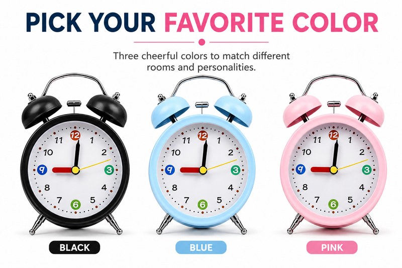 Table Alarm Clock – Compact Bedside Wake-Up Clock with Clear Display for Daily Morning Routines