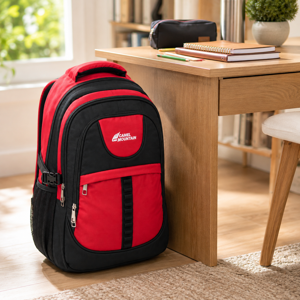 Premium Camel Mountain Student Backpack – Spacious Organizer Bag with Multiple Pockets for School, College & Daily Use