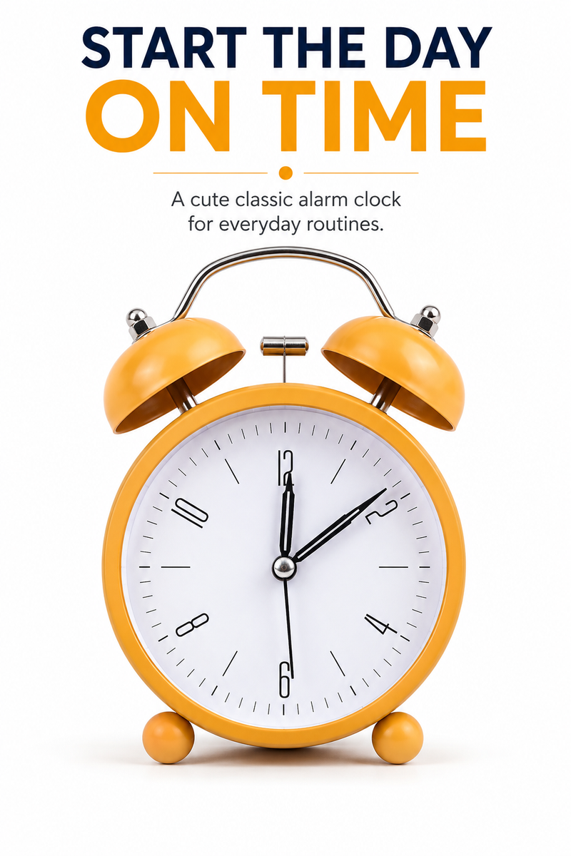 Compact Alarm Clock – Simple & Practical Bedside Wake-Up Clock with Clear Time Display for Bedroom, Study Table, Office & Everyday Use