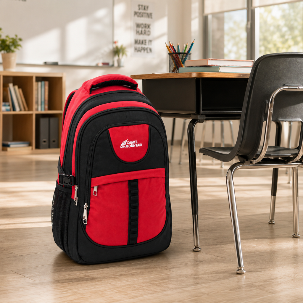 Premium Camel Mountain Student Backpack – Spacious Organizer Bag with Multiple Pockets for School, College & Daily Use