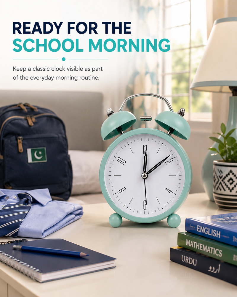 Compact Alarm Clock – Simple & Practical Bedside Wake-Up Clock with Clear Time Display for Bedroom, Study Table, Office & Everyday Use