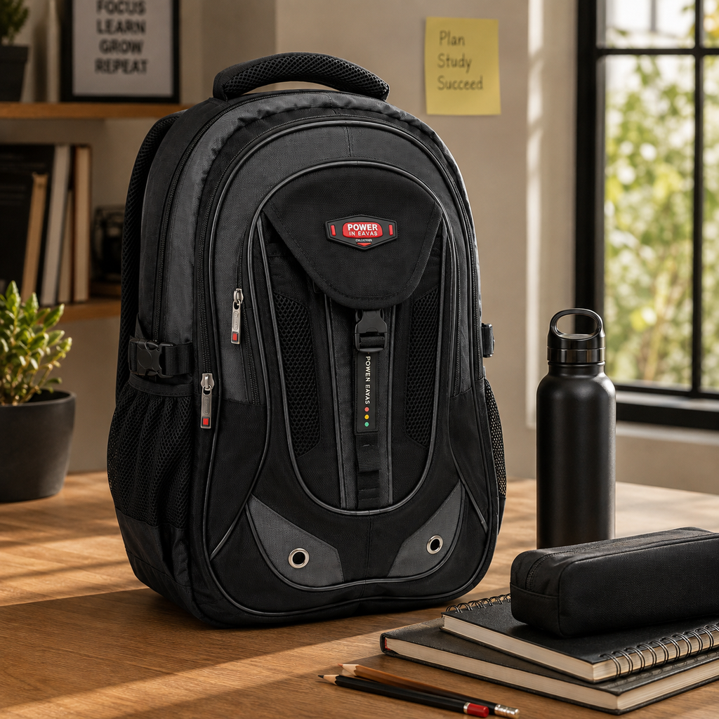 POWER Multi-Compartment School Bag – Spacious Backpack for Students, Books, Stationery & College Essentials