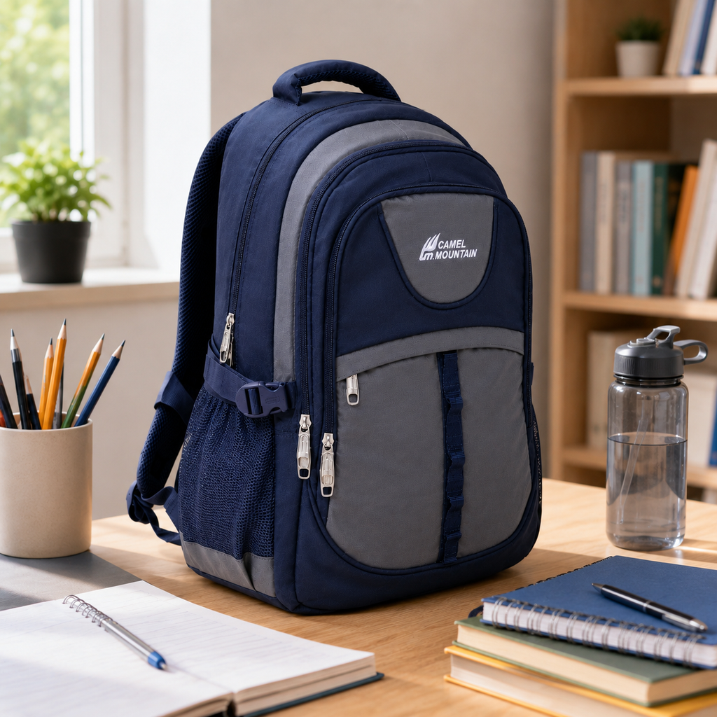 Camel Mountain School Bag – Organized Student Backpack for Books, Supplies, Classes & Daily Travel
